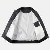 Jensen | Stand Collar Baseball Jacket with Contrast Embroidery