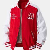 Jensen | Stand Collar Baseball Jacket with Contrast Embroidery
