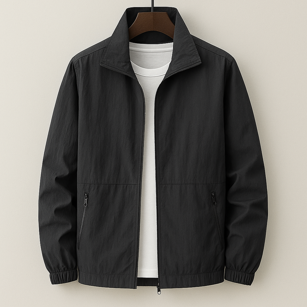 Reed men's lightweight stand collar jacket in Black, view 5