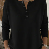 Carol | Henley Button Knit Sweater