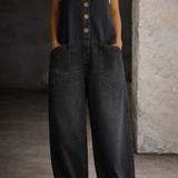 Saylor vintage washed cotton denim overalls for women
