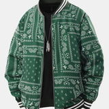 Ellis | Paisley Print Baseball Jacket with Stand Collar