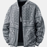 Ellis | Paisley Print Baseball Jacket with Stand Collar