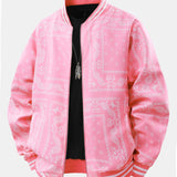 Ellis | Paisley Print Baseball Jacket with Stand Collar