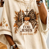 Janine | Halloween Fall Letter Pumpkin Print Half Sleeve Loose Hoodie