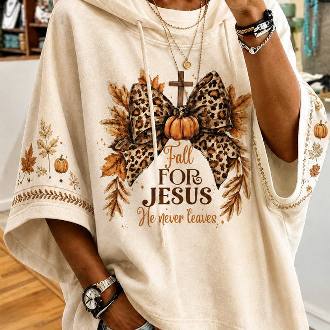 Janine Cross Pumpkin Half Sleeve Hoodie in beige, front view