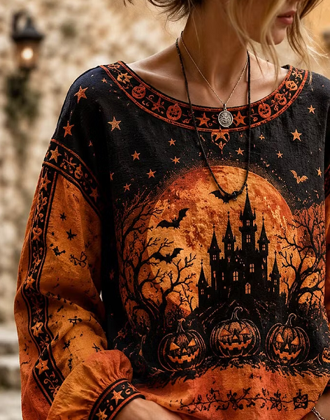Brielle Haunted Castle Blouse, detail view