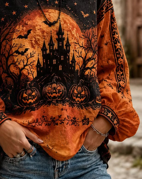Brielle Haunted Castle Blouse, detail view