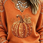 Julia pumpkin v neck t-shirt in orange, detail view