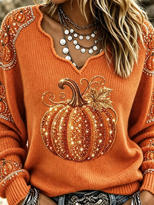 Julia pumpkin v neck t-shirt in orange, detail view