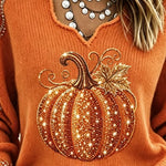 Julia pumpkin v neck t-shirt in orange, detail view