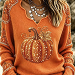 Julia pumpkin v neck t-shirt in orange, front view