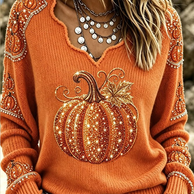 Julia pumpkin v neck t-shirt in orange, front view