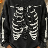 Maeve | Halloween Casual Cat Round Neck Long Sleeve Sweatshirt