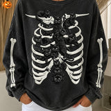 Maeve | Halloween Casual Cat Round Neck Long Sleeve Sweatshirt