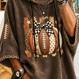 Jessica | Halloween Casual Pumpkin Pattern Hoodie Half Sleeve Hoodie