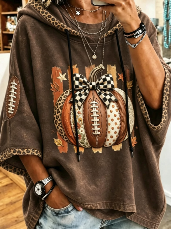 Jessica Pumpkin Football Hoodie, detail view