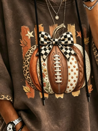 Jessica Pumpkin Football Hoodie, detail view