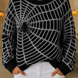 Jocelyn | Halloween Casual Spider Web Pattern Round Neck Long Sleeve Sweatshirt