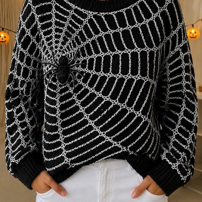 Jocelyn Spider Web Sweatshirt in black, front view