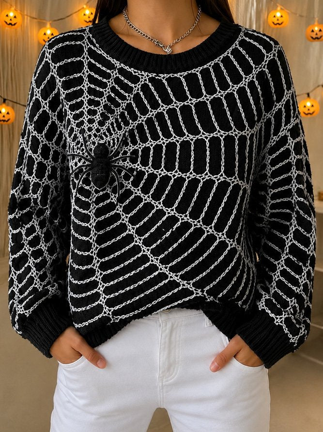 Jocelyn Spider Web Sweatshirt in black, front view