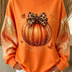 Eva pumpkin bow sweatshirt in orange, detail view