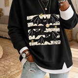 Jolene | Halloween Fake Two Piece Layered Bat Patterns Sweatshirt