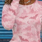 Amara ghost bat t-shirt in pink, detail view