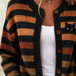 Kendra Striped Cat Cardigan, detail view