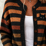 Kendra Striped Cat Cardigan, detail view