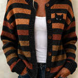 Kendra | Halloween Striped Long Sleeve Comfortable Vintage Print Cardigan