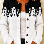 Sloane ghost color block cardigan in white, black, detail view