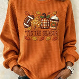 Emma fall graphic sweatshirt in orange, front view