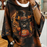 Leila | Halloween-Inspired Cat Print Sweatshirt