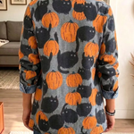 Liana Cat Pumpkin Denim Trim Blazer, back view