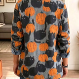 Liana Cat Pumpkin Denim Trim Blazer, back view