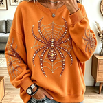 Lily Spider Print Sweatshirt in orange, front view
