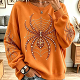 Lily Spider Print Sweatshirt in orange, front view