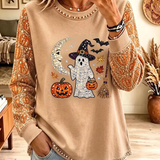 Linda Ghost Pumpkin Sweatshirt in beige, front view