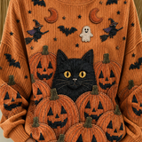 Madeline Cat Pumpkin Sweatshirt, detail view