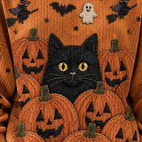Madeline Cat Pumpkin Sweatshirt, detail view