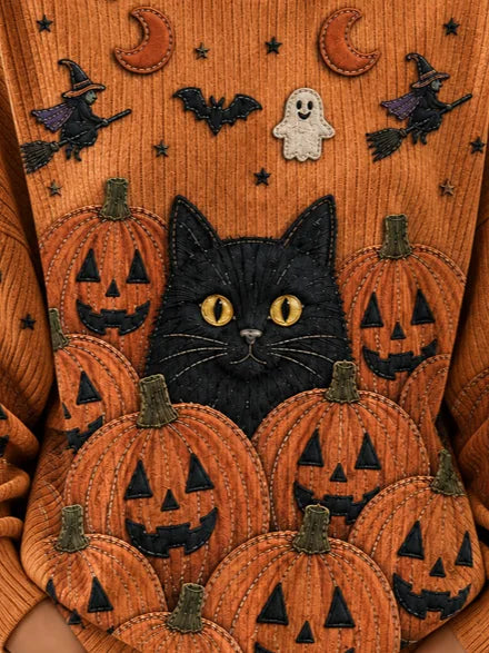 Madeline Cat Pumpkin Sweatshirt, detail view