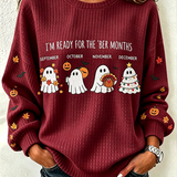 Michelle Holiday Ghost Sweatshirt in burgundy, front view