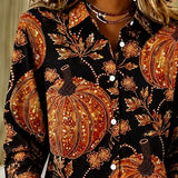 Louise Pumpkin Floral Shirt, detail view