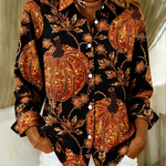 Louise Pumpkin Floral Shirt in black, front view