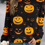 Elsie Black Pumpkin Sweatshirt, detail view