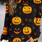 Elsie Black Pumpkin Sweatshirt in black, front view