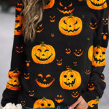 Elsie Black Pumpkin Sweatshirt in black, front view