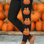 Adeline pumpkin bow leggings in black, front view