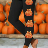 Adeline pumpkin bow leggings in black, front view